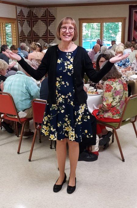 Pastor Kathy Campbel At a Covered Dish Meal